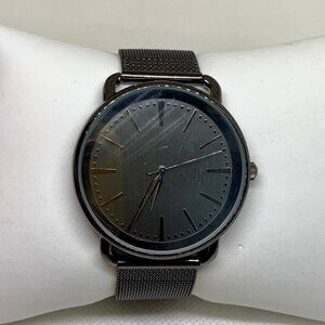 FMD men’s watch quartz analog 43mm black tone adjustable mesh band running